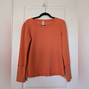 Sundance Long Sleeve Burnt Orange Crewneck Waffle Knit Thermal Shirt Size Medium
